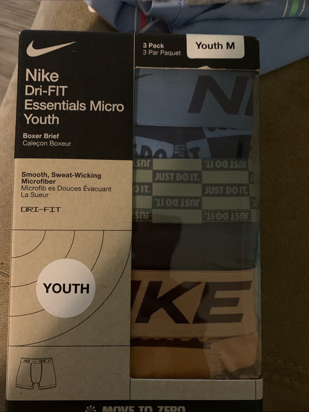 Nike Dri-FIT Youth Boxer Brief 3-Pack - Blue, Green, Tan